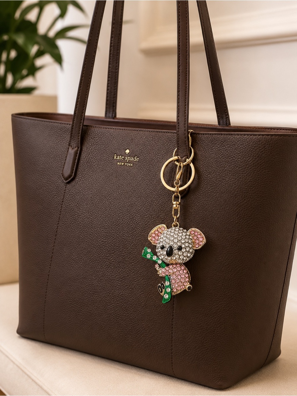 Pink and Green Koala Crystal Charm